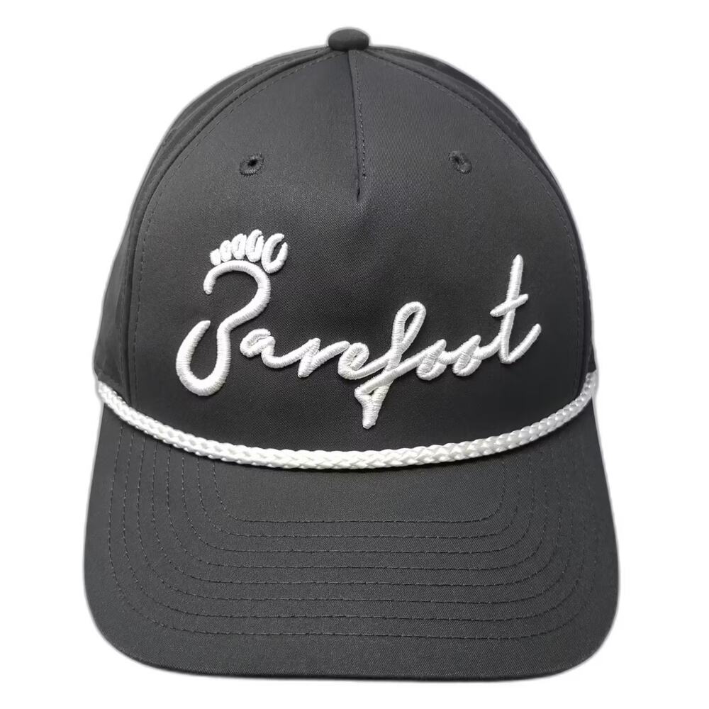 Richardson 5 Panel Gray White Hat OS Barefoot Logo Rope Adjustable Snapback